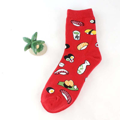 Calcetines Medianos de Algodón para Mujer con Diseño de Sushi y Vida Creativa - Image 8