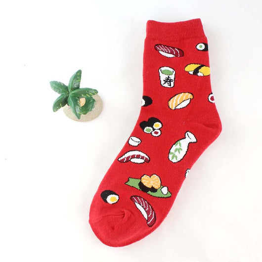 Calcetines Medianos de Algodón para Mujer con Diseño de Sushi y Vida Creativa - Image 8