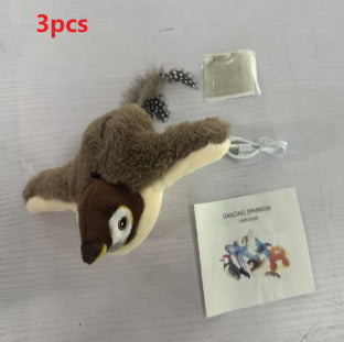 Plush woodpecker pet toy with a red crest, black and white body, speckled gray wings, and black tail feathers. - Image 13