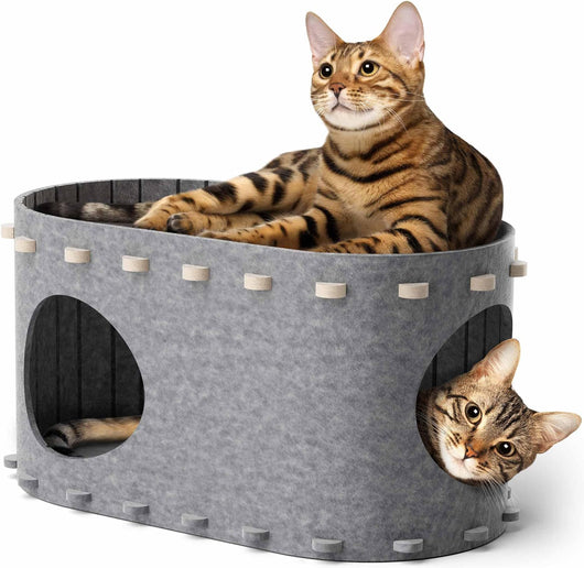 Casa Cueva para Gatos con Túnel Plegable y Resistente a Arañazos
