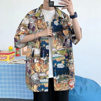 Camisa Suelta Estilo Hong Kong con Estampado Integral - Image 5