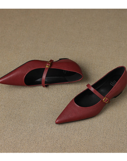 Pumps Retro Francés Punta Fina de Piel de Oveja para Mujer - Image 16