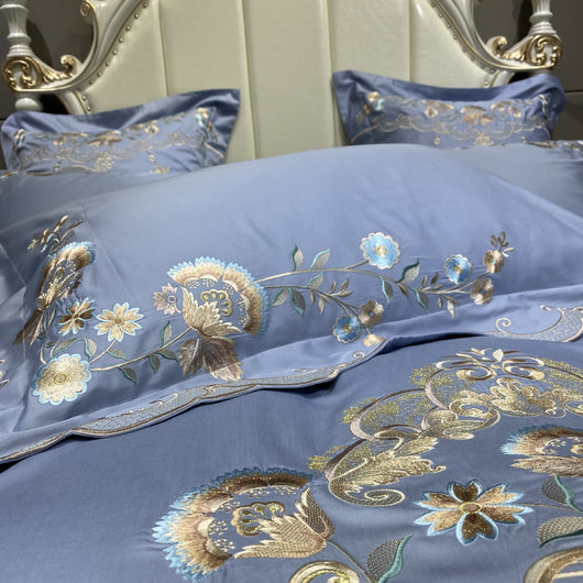 Juego de Cama Algodón Pima Bordado Estilo Palacio Lujo