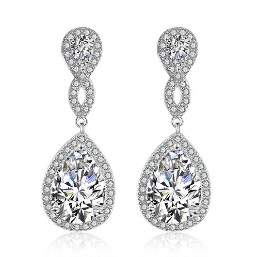 Aretes de Novia con Zirconia AAA Forma de Gota Banquete Nupcial - Image 17