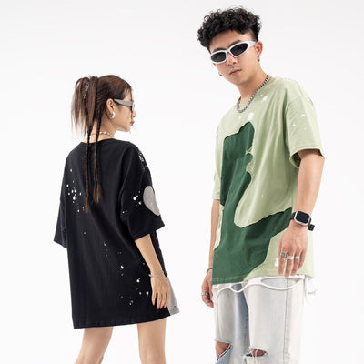 Playera Patchwork Irregular de Manga Corta para Hombre