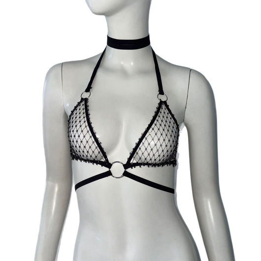 Top Bandage Strass Fishnet - Elegancia y Brillo - Image 2