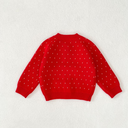 Cardigan Tejido Jacquard Rojo para Niña - Abrigo Elegante Otoño - Image 15