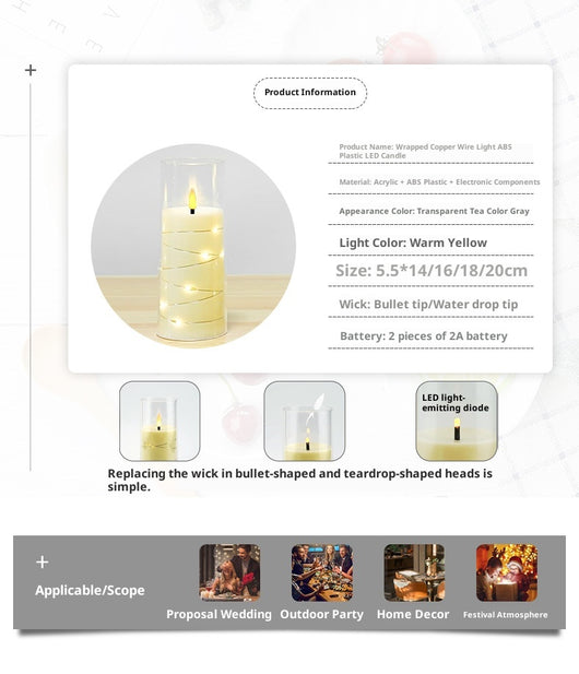 Cadena de Luces LED con Velas Eléctricas para Decoración Navideña y Eventos - Image 13