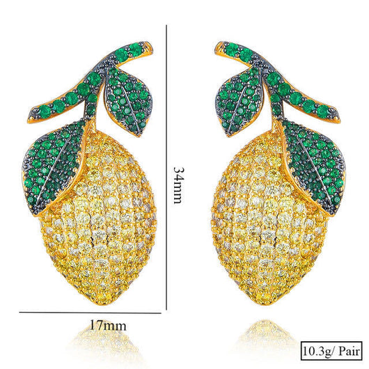 Aretes de Circonita Forma Mango en Oro Cepillado - Image 5