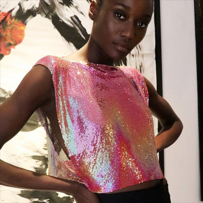 Top Brillante con Lentejuelas Metálicas - Estilo Dulce y Picante - Image 21