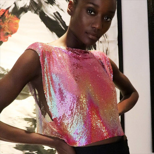 Top Brillante con Lentejuelas Metálicas - Estilo Dulce y Picante - Image 21