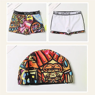 Traje de Baño Familiar Protección Solar - Conjunto para Tres con Falda Conservadora - Image 10