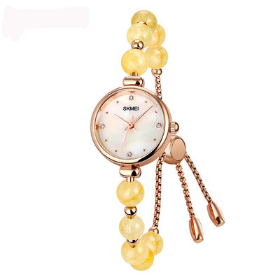 Reloj de Cuarzo Elegante para Mujer con Correa de Piedra Natural y Perla - Image 5