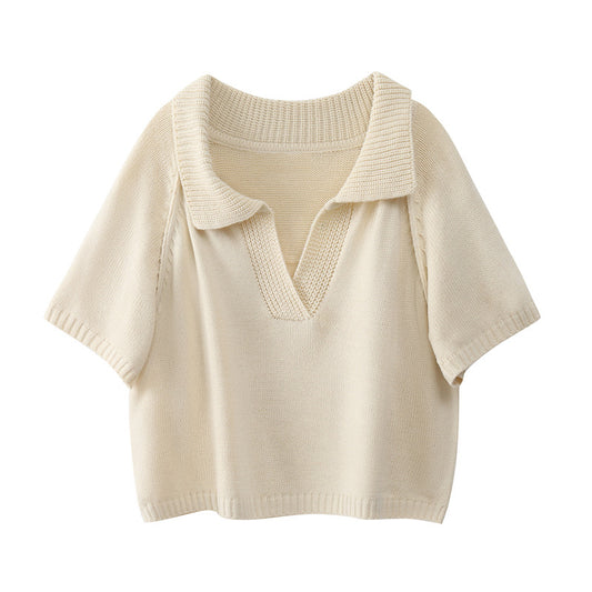 Suéter Crop Top Coreano Holgado en Colores Sólidos - Image 2