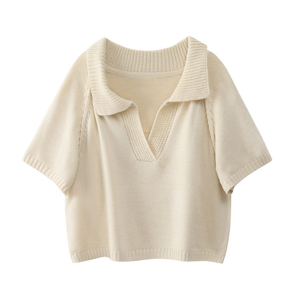 Suéter Crop Top Coreano Holgado en Colores Sólidos
