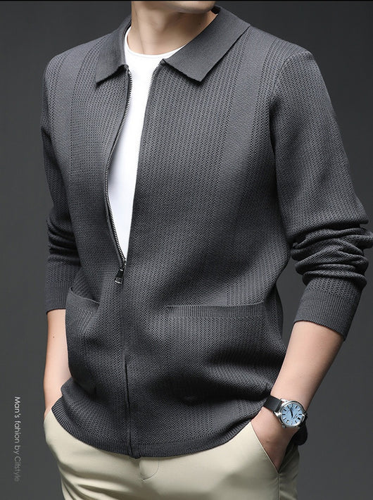 Cardigan Tejido con Cierre para Hombre - Abrigo Casual Elegante - Image 13