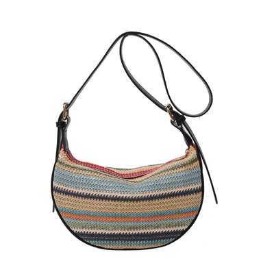 Bolsa Tote de Rafia Arcoíris para Mujer - Bolso Casual de Hombro - Image 5