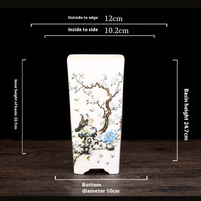 Maceta Cuadrada de Cerámica Esmaltada Púrpura con Diseño Moderno para Plantas - Image 8