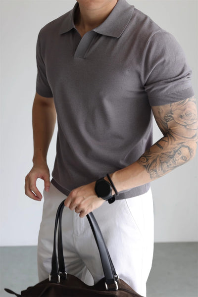 Suéter Tipo Polo de Seda Helada para Hombre - Diseño Sofisticado y Fresco - Image 24