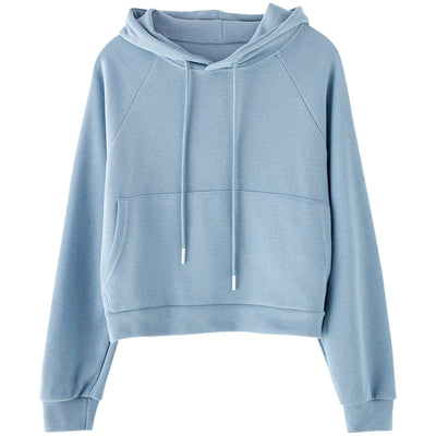Chaqueta Sudadera Cropped con Capucha en Colores Sólidos para Mujer - Image 16