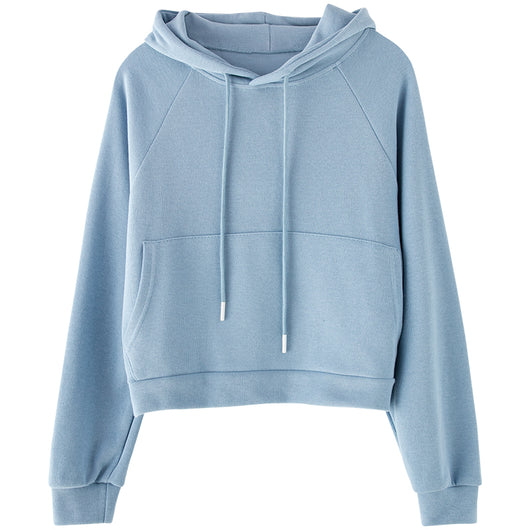 Chaqueta Sudadera Cropped con Capucha en Colores Sólidos para Mujer - Image 16