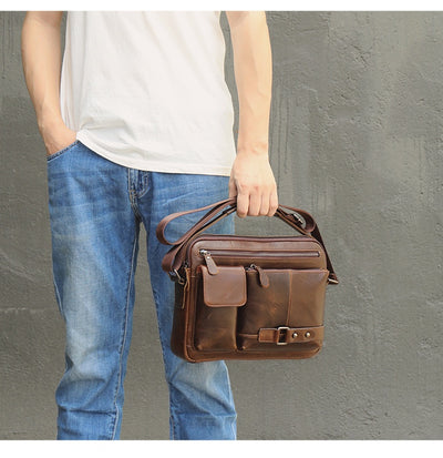Bolsa Mensajera de Cuero Genuino con Acabado Encerado para Hombre - Image 13