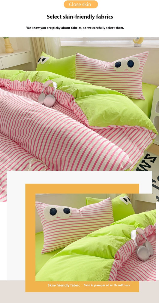Juego de Cama Ojos Grandes - Funda Nórdica 4 Piezas Efecto Satinado - Image 25