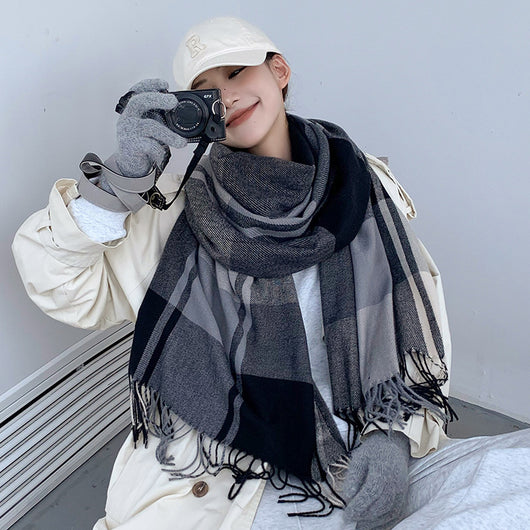Chal Pashmina Escocés con Borlas para Mujer - Tejido Grueso y Cálido - Image 3