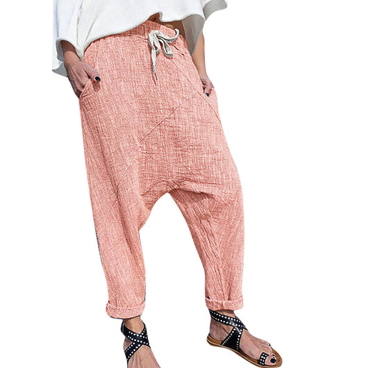 Pantalones Anchos de Lino y Algodón con Bolsillos para Mujer Talla Grande - Image 5