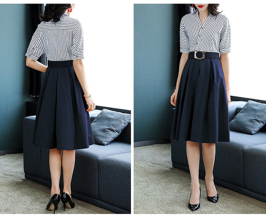 Falda Blusa a Rayas con Contraste Elegante - Image 16