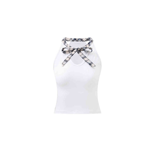 Chaleco Halter Cuadros Patchwork con Moño - Image 6