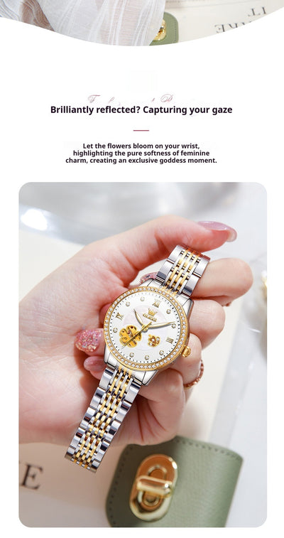 Reloj Mecánico Hueco para Mujer Acero Inoxidable Resistente al Agua - Image 10
