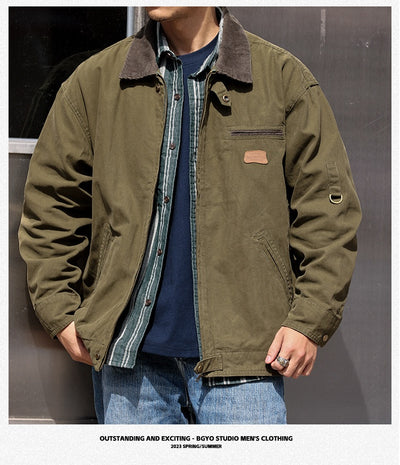 Chaqueta Retro de Lona Pesada con Solapa - Abrigo Clásico para Otoño - Image 10