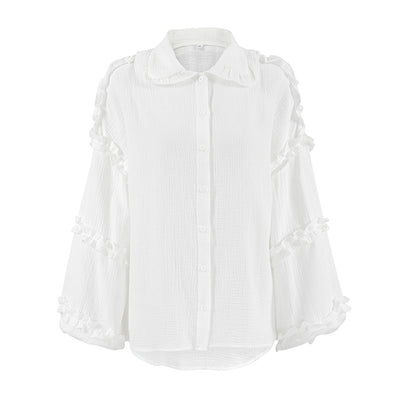 Blusa Larga de Encaje Suelta con Manga Larga para Mujer - Image 5