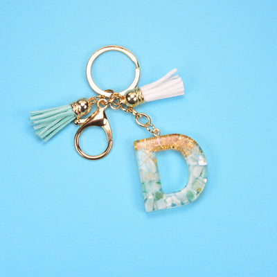Llavero Colgante Alfabeto Inglés con Borla, Piedra y Detalles en Oro - Image 30