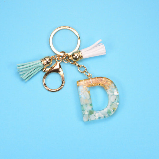 Llavero Colgante Alfabeto Inglés con Borla, Piedra y Detalles en Oro - Image 30