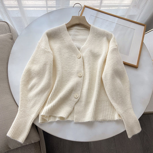 Cardigan Suelto de Cuello Redondo Liso - Suéter Versátil para Mujer - Image 8