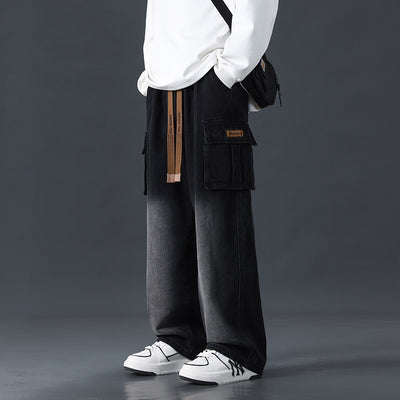 Pantalones Jeans Rectos Anchos con Degradado y Lavado Artesanal para Hombre - Image 2