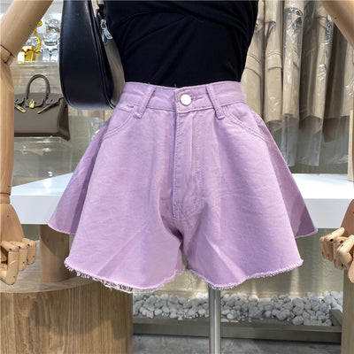 Shorts de Mezclilla Recta Cintura Alta Casual Sueltos para Estudiantes - Image 4