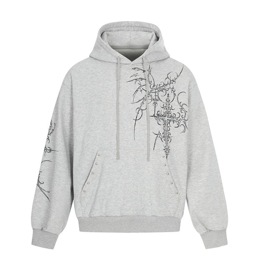 Sudadera con Capucha Retro Estilo Europeo Americano con Tachuelas Cruzadas para Hombre - Image 2