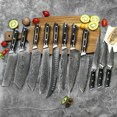 Cuchillo Kiryu Damasco Ámbar - Acero VG-10 67 Capas con Mango de Resina Mama - Image 12