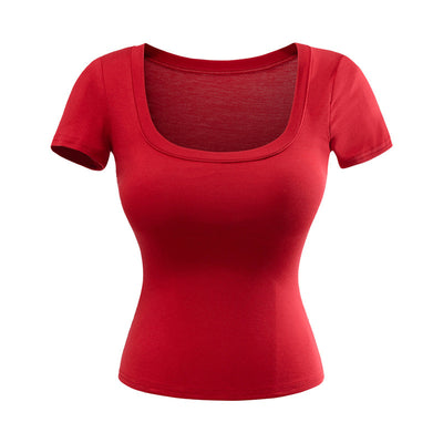 Playera Ajustada Cuello U Manga Corta para Mujer - Image 5