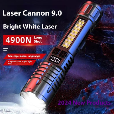 Linterna Táctica Recargable con Zoom y Láser Blanco para Patrullaje