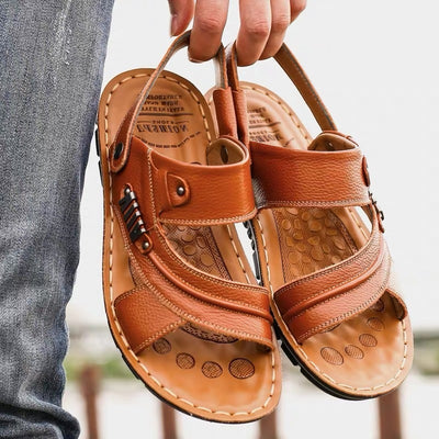 Sandalias Hombre Cuero Genuino Primera Capa - Comodidad Estival
