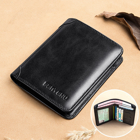 Billetera Vertical Tri-fold de Cuero Mate para Hombre - Image 10