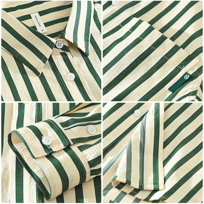 Camisa Holgada de Rayas Verticales Manga Larga - Image 4