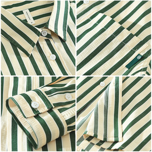 Camisa Holgada de Rayas Verticales Manga Larga - Image 4