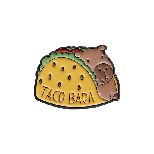 Cute capybara enamel brooch wearing a pink donut with sprinkles and "DONUT WORRY BE CAPPY" text. - Image 8