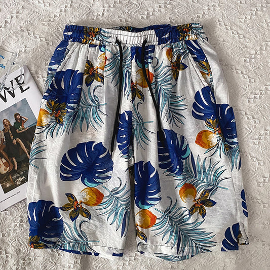 Pantalones Cortos Sueltos con Cintura Ajustable y Estampado de Nueve Colores para Hombre
