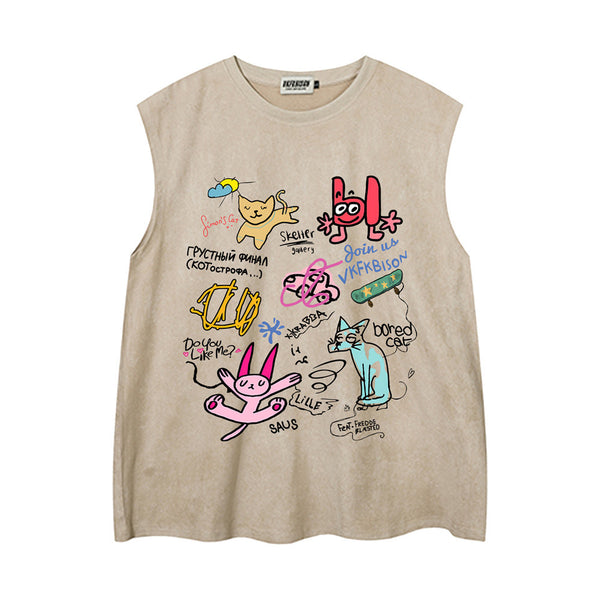Camiseta Tipo Saco Hombre con Estampado Graffiti Pintado a Mano